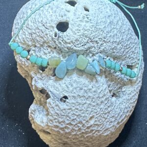 Handmade aventurine adjustable string bracelet with natural green gemstone chips