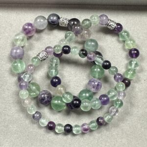 Purple and Green Flourite  Triple Stack Bracelets (3)