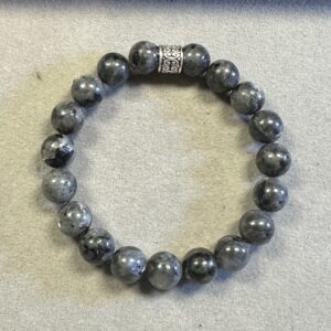 Handmade 8mm black labradorite natural stone stretch bracelet with polished gemstone beads