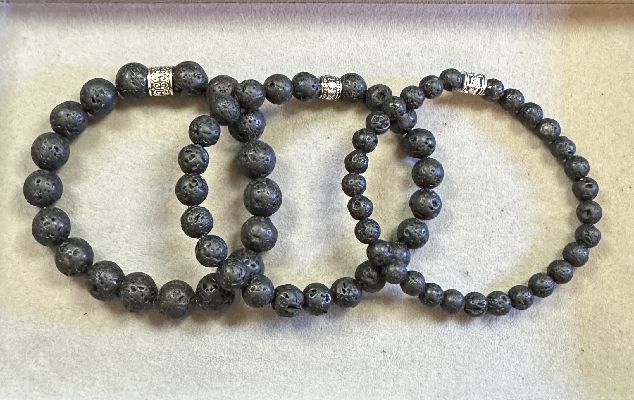 Lava Stone Black Triple Stack Bracelets (3) - Image 6