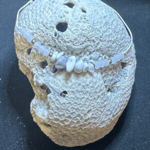 White amazonite turquoise adjustable string bracelet anklet with natural pale blue green gemstone chips