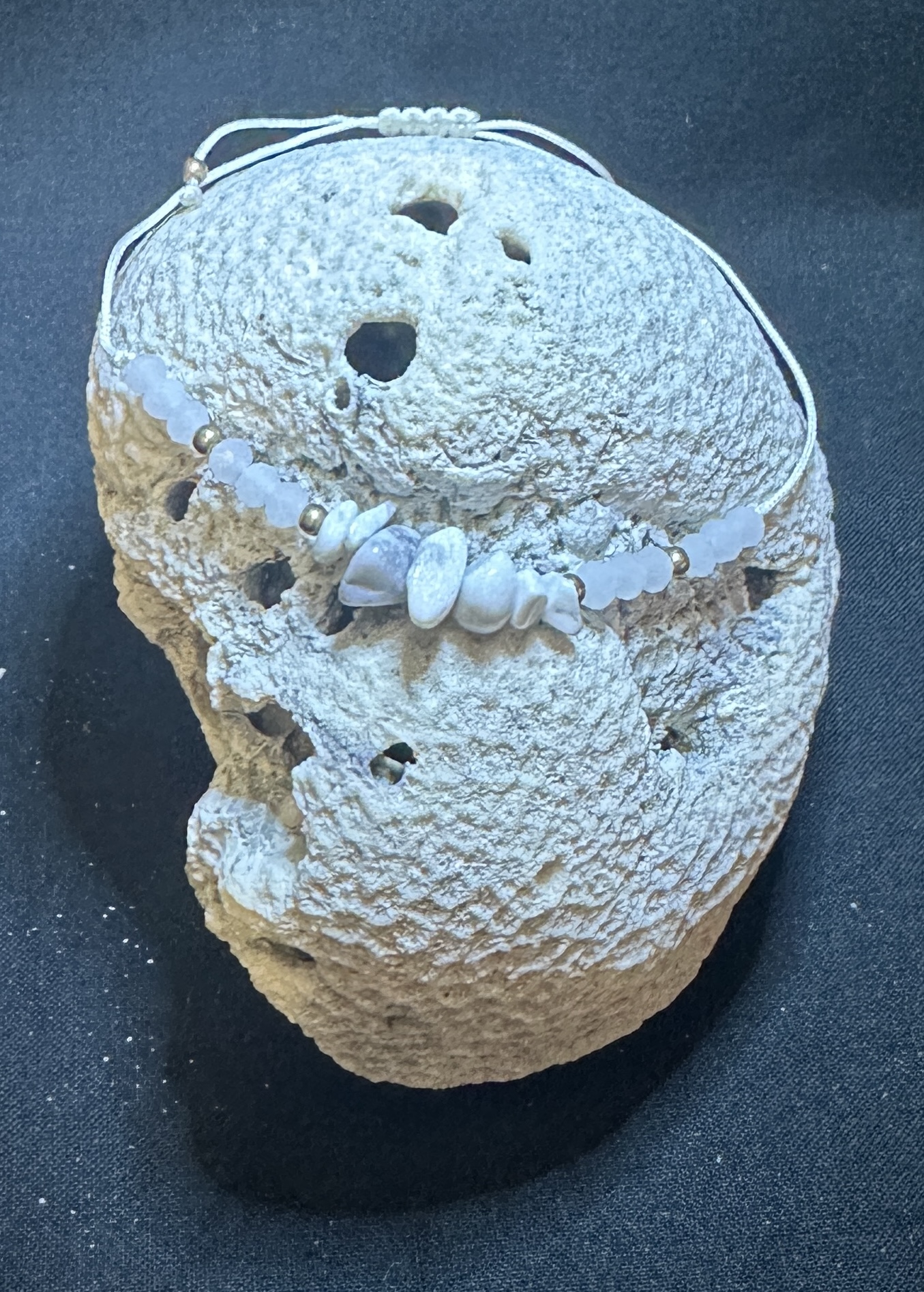 White amazonite turquoise adjustable string bracelet anklet with natural pale blue green gemstone chips